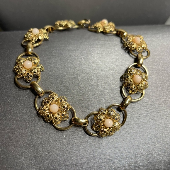 Vintage Gold Filled Panel Link Flower Bracelet Size 7 Needs Clasp See All Images - Picture 1 of 10